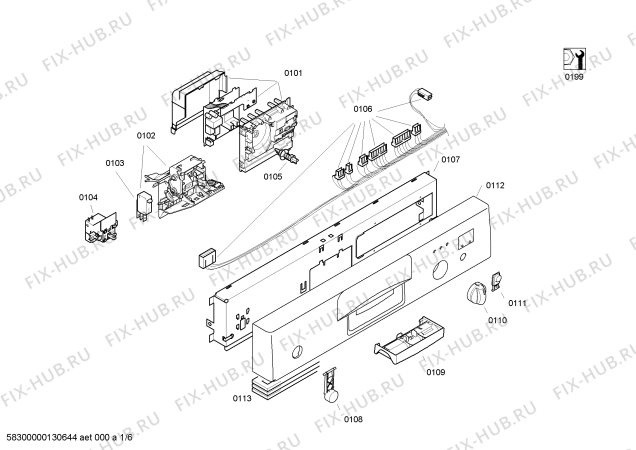 Схема №5 SGI45E15EU с изображением Панель управления для посудомойки Bosch 00665374