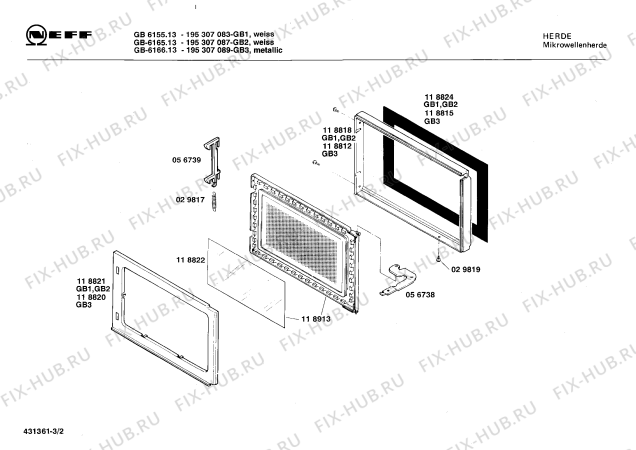 Схема №2 195307083 GB-6155.13 с изображением Держатель для микроволновой печи Bosch 00086293