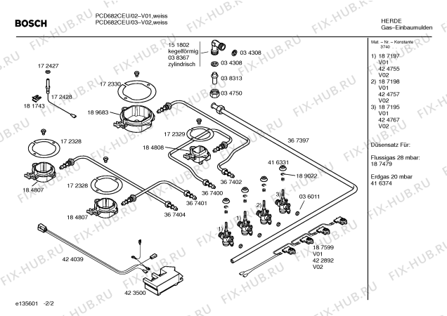 Схема №2 PCD682CEU Bosch с изображением Варочная панель для плиты (духовки) Bosch 00219213