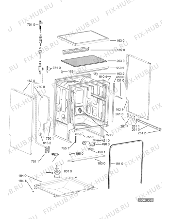 Взрыв-схема посудомоечной машины Bauknecht GSF 7955 WH TOUCH - Схема узла