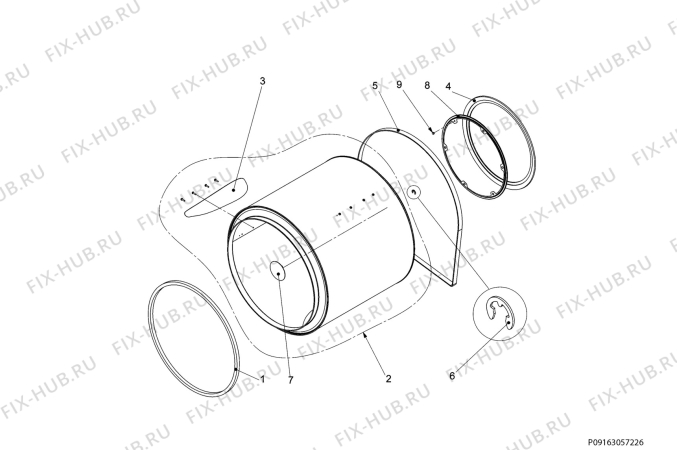 Взрыв-схема стиральной машины Electrolux TASL5M102 - Схема узла Tub and drum