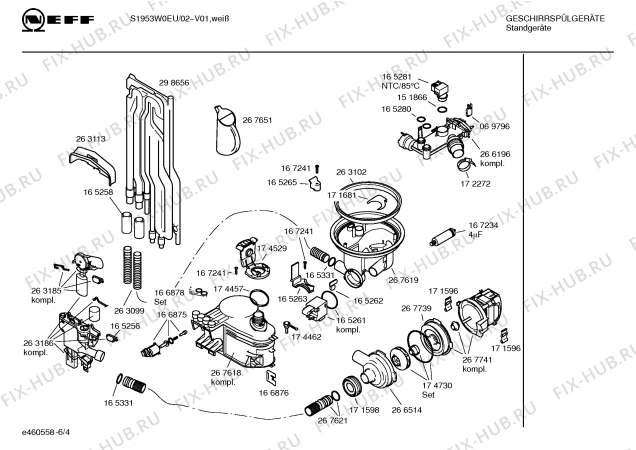 Схема №5 S1953W0EU с изображением Инструкция по эксплуатации для посудомойки Bosch 00526806