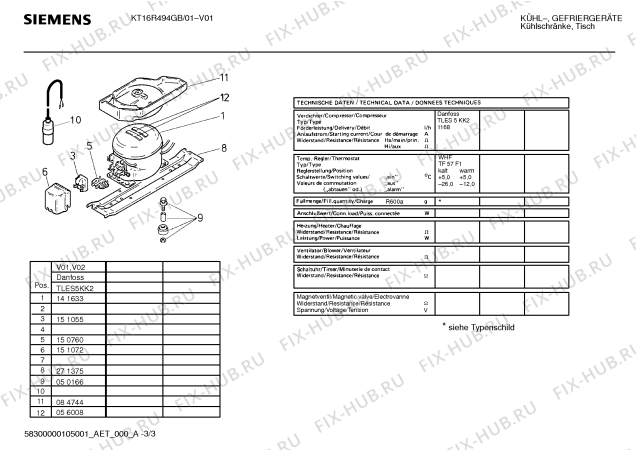 Взрыв-схема холодильника Siemens KT16R494GB - Схема узла 03