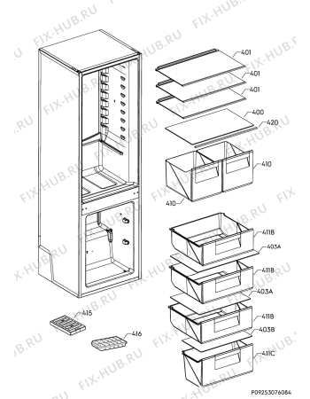 Взрыв-схема холодильника John Lewis JLBIFF1811 - Схема узла Internal parts