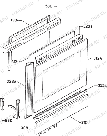 Взрыв-схема плиты (духовки) Zanussi Z6050X - Схема узла Door 003