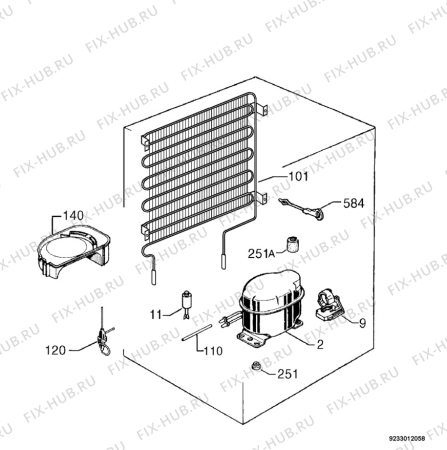 Взрыв-схема холодильника Zanker ZKK8401 - Схема узла Cooling system 017