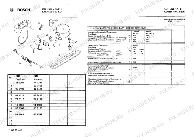 Взрыв-схема холодильника Bosch KTL1520 - Схема узла 02