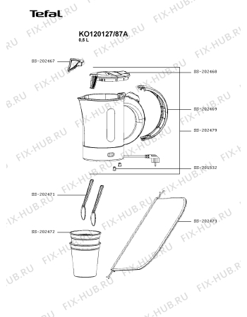 Схема №1 KO120127/87A с изображением Запчасть для чайника (термопота) Tefal SS-202471
