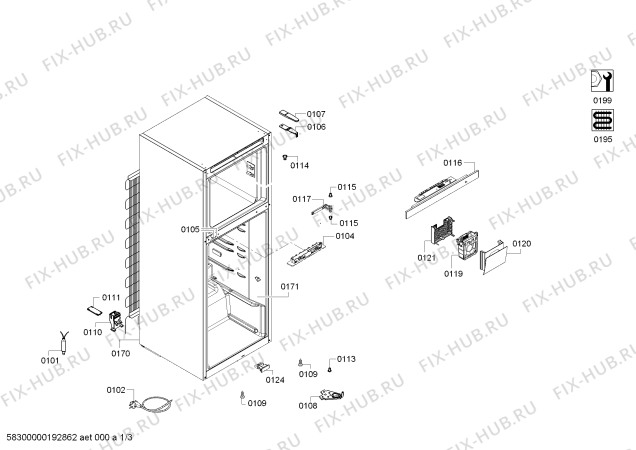 Схема №3 KGE58AI40 Bosch с изображением Крышка для холодильника Siemens 12012077