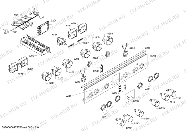 Взрыв-схема плиты (духовки) Bosch HCE744223R - Схема узла 02