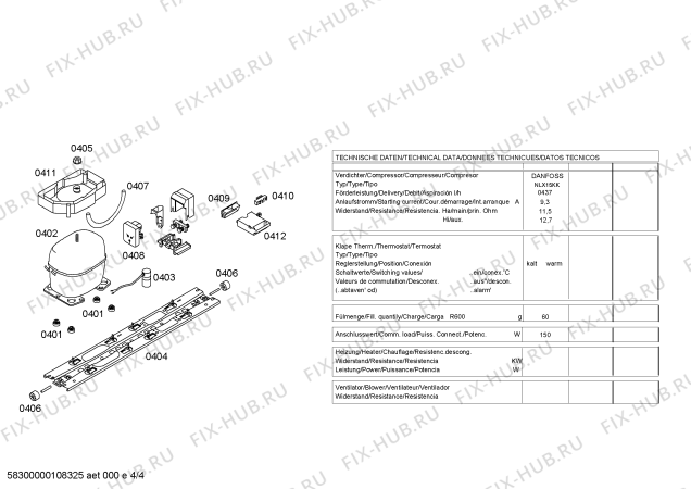 Схема №4 KGU44M90 с изображением Панель управления для холодильной камеры Bosch 00475008