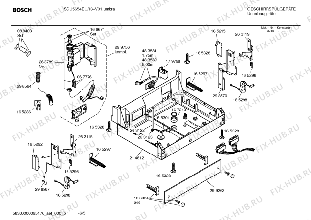 Взрыв-схема посудомоечной машины Bosch SGU5654EU - Схема узла 05