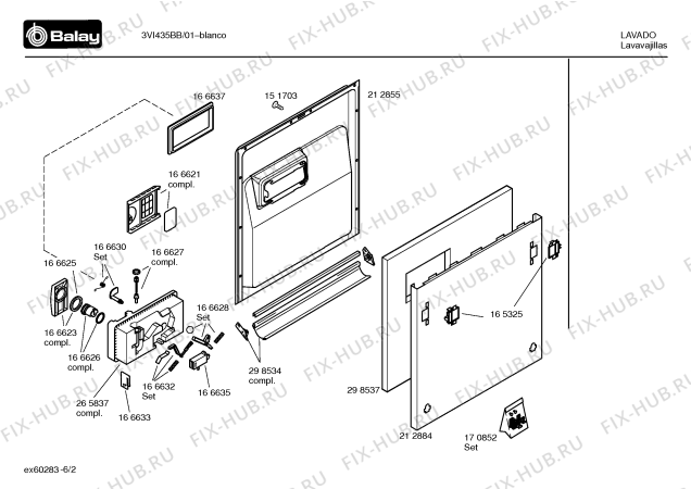 Схема №4 3VI422BB VI422 с изображением Панель управления для посудомойки Bosch 00217458