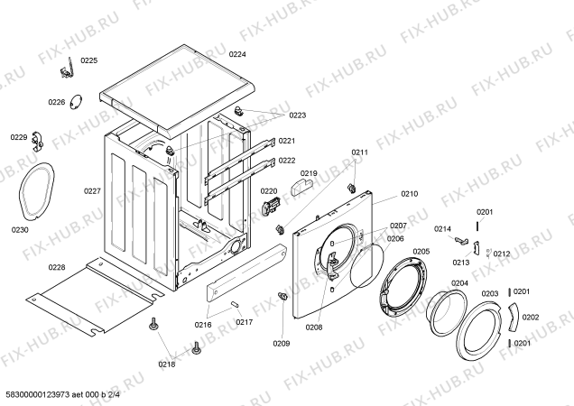Взрыв-схема стиральной машины Bosch WAG20268TI - Схема узла 02