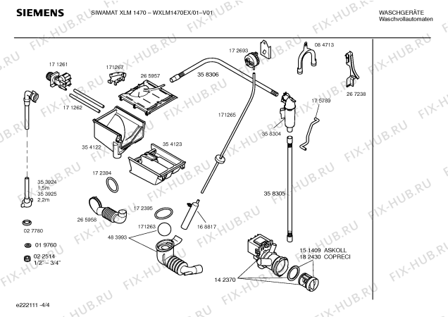 Взрыв-схема стиральной машины Siemens WXLM1470EX SIWAMAT XLM 1470 - Схема узла 04