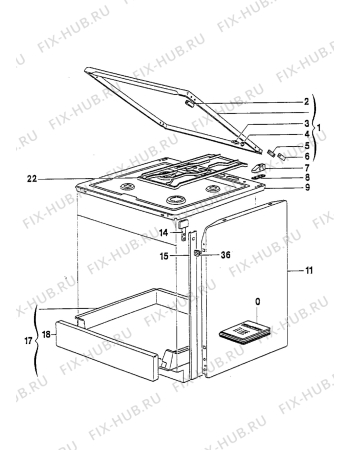 Взрыв-схема плиты (духовки) Electrolux GG610W2 - Схема узла Housing 001