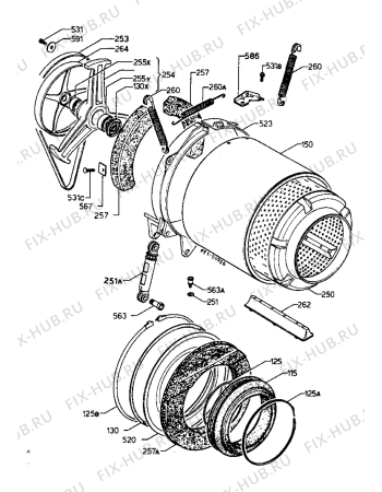 Взрыв-схема стиральной машины Electrolux EW902F - Схема узла Tub and drum