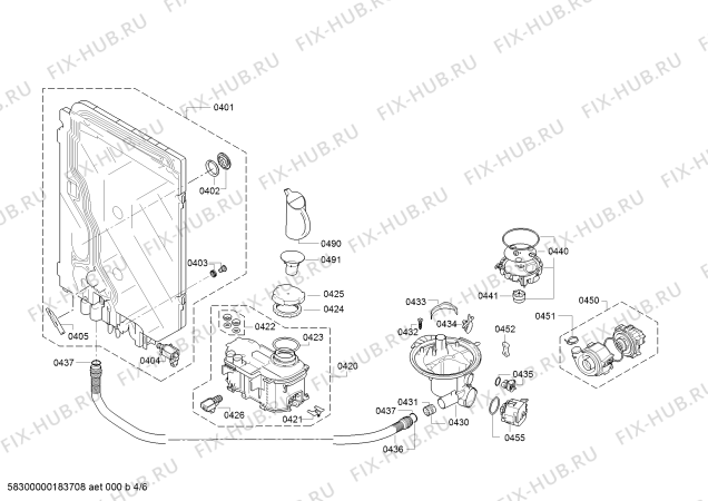 Взрыв-схема посудомоечной машины Bosch SBV53N90EU, SuperSilence - Схема узла 04