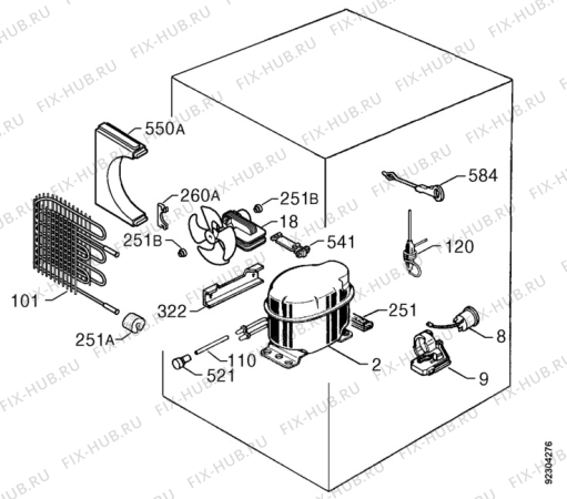 Взрыв-схема холодильника Privileg 013274 6 - Схема узла Cooling system 017