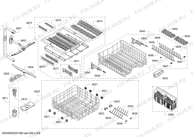 Взрыв-схема посудомоечной машины Bosch SHP865WG5N SilencePlus 44dBA - Схема узла 06