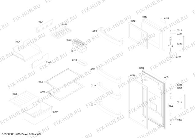 Взрыв-схема холодильника Bosch KDN26VL111 REF BOSCH ECO-TT260 IXL 220V/60HZ - Схема узла 02