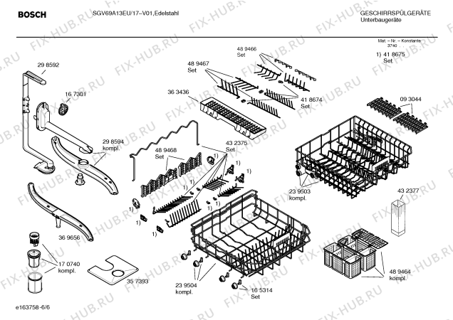 Взрыв-схема посудомоечной машины Bosch SGV69A13EU - Схема узла 06