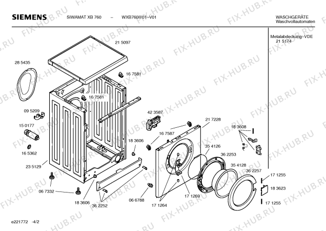 Взрыв-схема стиральной машины Siemens WXB760II SIWAMAT XB760 - Схема узла 02