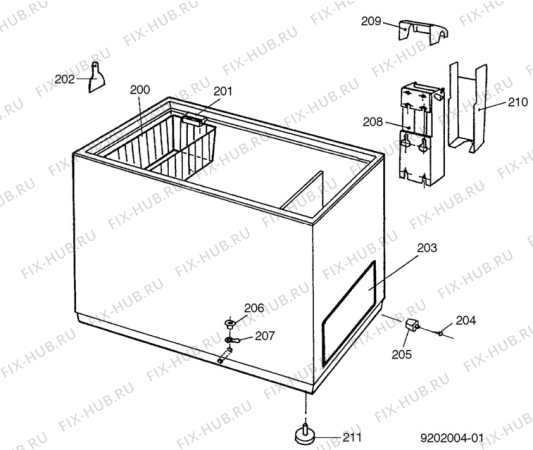 Взрыв-схема холодильника Electrolux EC2203N - Схема узла C30 Cabinet/interior B