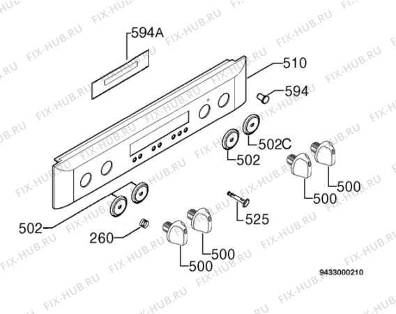 Взрыв-схема плиты (духовки) Electrolux EKM606700W - Схема узла Command panel 037