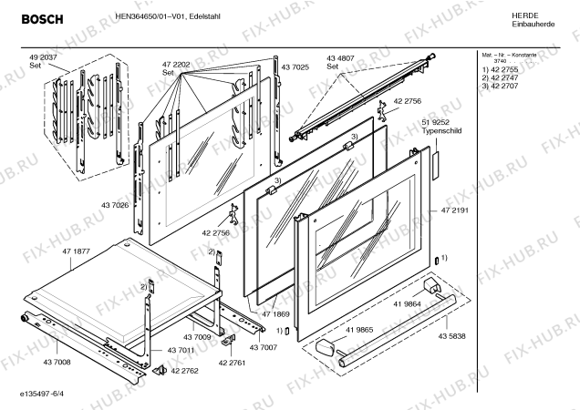Взрыв-схема плиты (духовки) Bosch HEN364650 - Схема узла 04