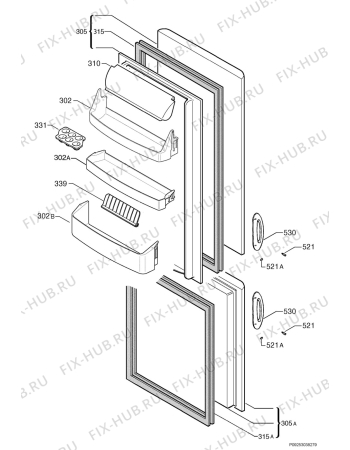 Взрыв-схема холодильника Rex Electrolux RRB40396X - Схема узла Door 003