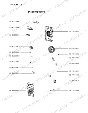 Взрыв-схема увлажнителя и очистителя воздуха Rowenta PU6020F0/870 - Схема узла NP005045.9P2