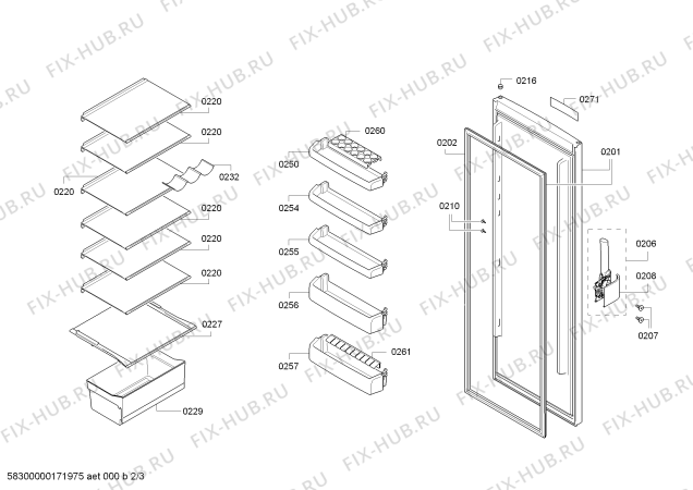 Схема №3 3FC1601B с изображением Дверь для холодильника Bosch 00712690