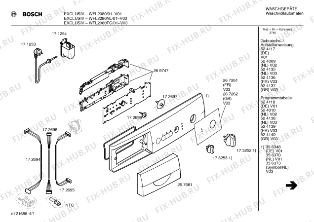 Схема №4 WFL2080FG EXCLUSIV Maxx 1000 с изображением Панель управления для стиралки Bosch 00356373