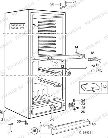 Взрыв-схема холодильника Husqvarna Electrolux QT421RW - Схема узла C10 Cabinet