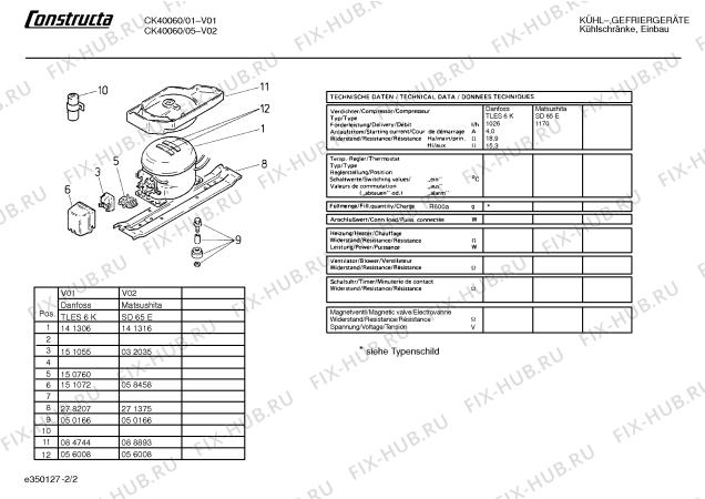 Взрыв-схема холодильника Constructa CK40060 - Схема узла 02