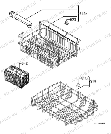 Взрыв-схема посудомоечной машины Rex RSM1P - Схема узла Basket 160