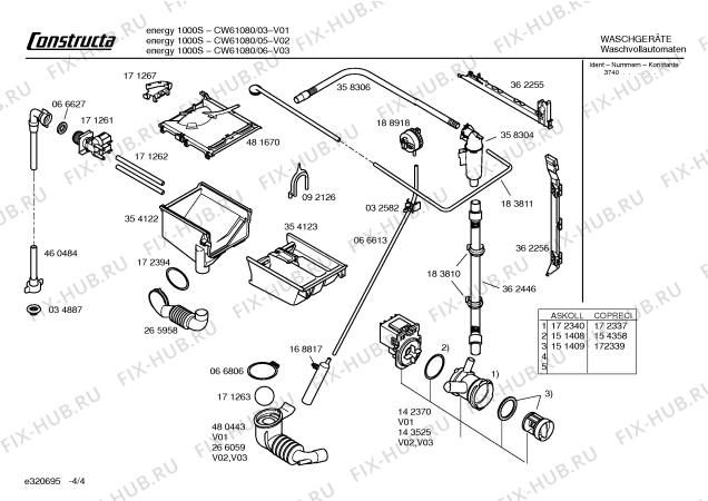 Схема №4 CW61080 Constructa energy с изображением Инструкция по эксплуатации для стиралки Bosch 00581397
