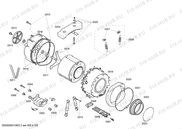 Взрыв-схема стиральной машины Bosch WFX143SNL Maxx Advantage WFX143S Silver Edition - Схема узла 03