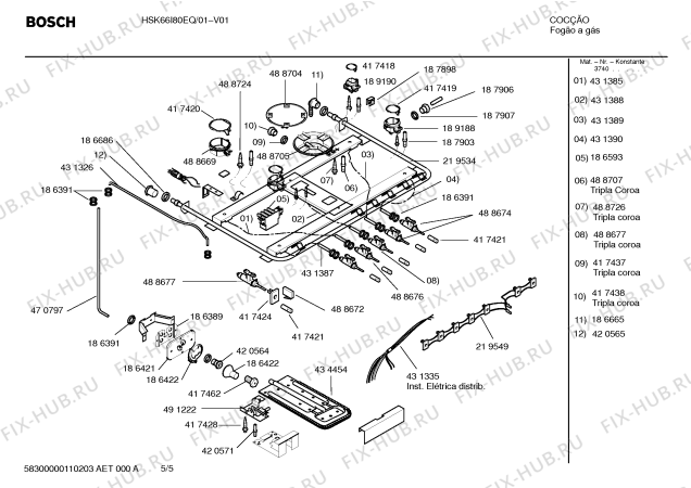 Взрыв-схема плиты (духовки) Bosch HSK66I80EQ PROFESSIONAL - Схема узла 05