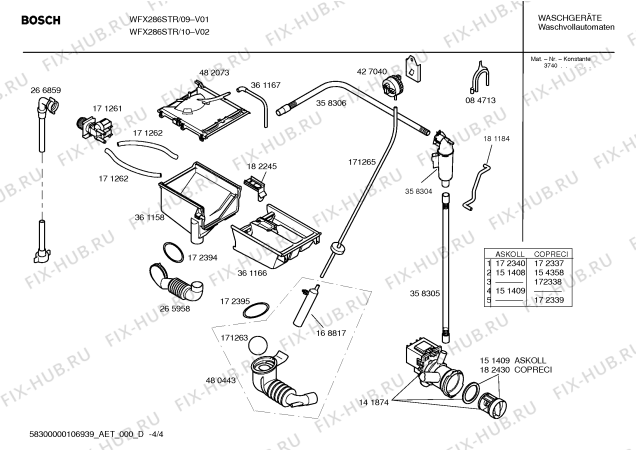 Взрыв-схема стиральной машины Bosch WFX286STR Sportline WFX286S - Схема узла 04