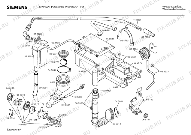 Схема №5 WI37560 SIWAMAT PLUS 3756 с изображением Ручка для стиралки Siemens 00096012