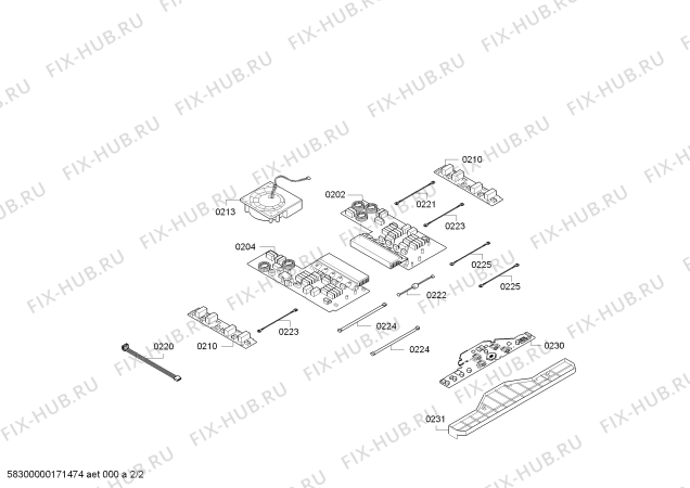 Взрыв-схема плиты (духовки) Neff T53T55N2 IH6.1 - Flex - Схема узла 02