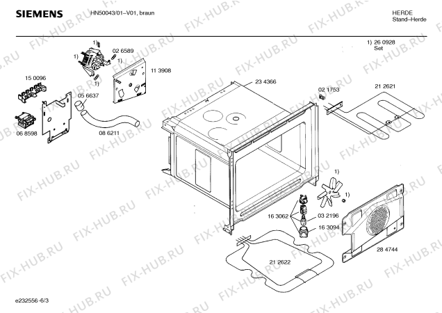 Взрыв-схема плиты (духовки) Siemens HN50043 - Схема узла 03