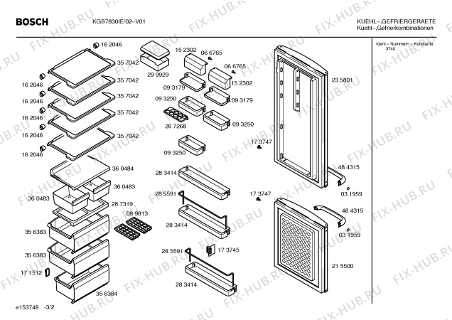 Взрыв-схема холодильника Bosch KGS7830IE - Схема узла 02