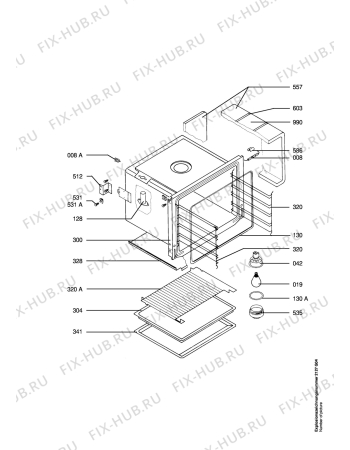 Взрыв-схема плиты (духовки) Aeg B1100-D EURO - Схема узла Oven