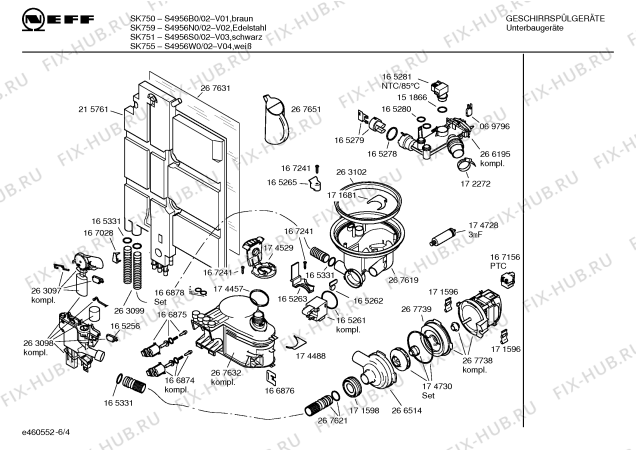 Схема №6 S4956N0 SK759 с изображением Инструкция по эксплуатации для посудомоечной машины Bosch 00525005