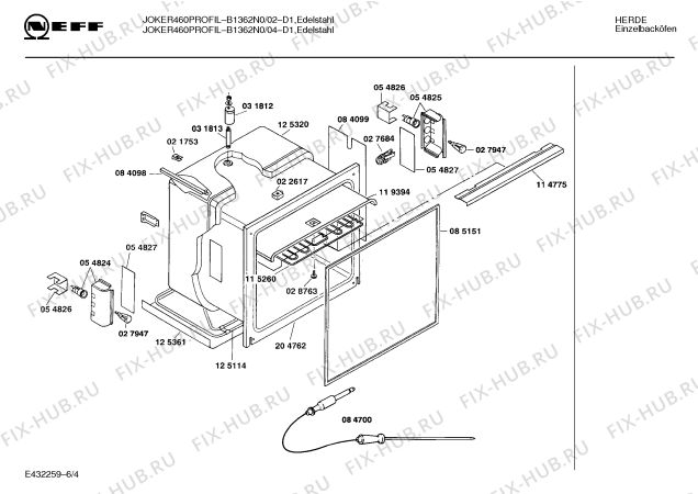 Схема №6 B1362N0 JOKER 460 PROFIL с изображением Вставка для духового шкафа Bosch 00067544