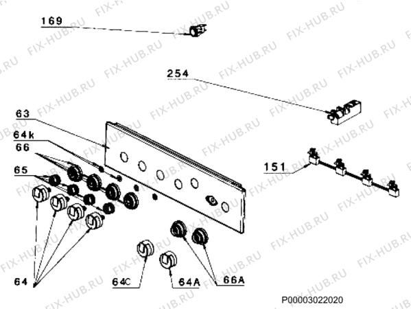 Взрыв-схема плиты (духовки) Aeg Electrolux 11365GM-M - Схема узла Command panel 037