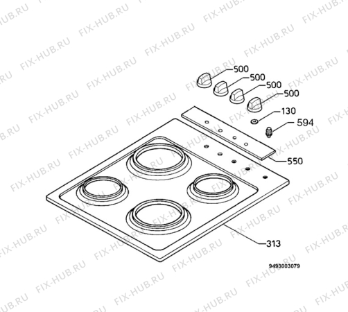 Взрыв-схема плиты (духовки) Electrolux EHE683C - Схема узла Hob 271